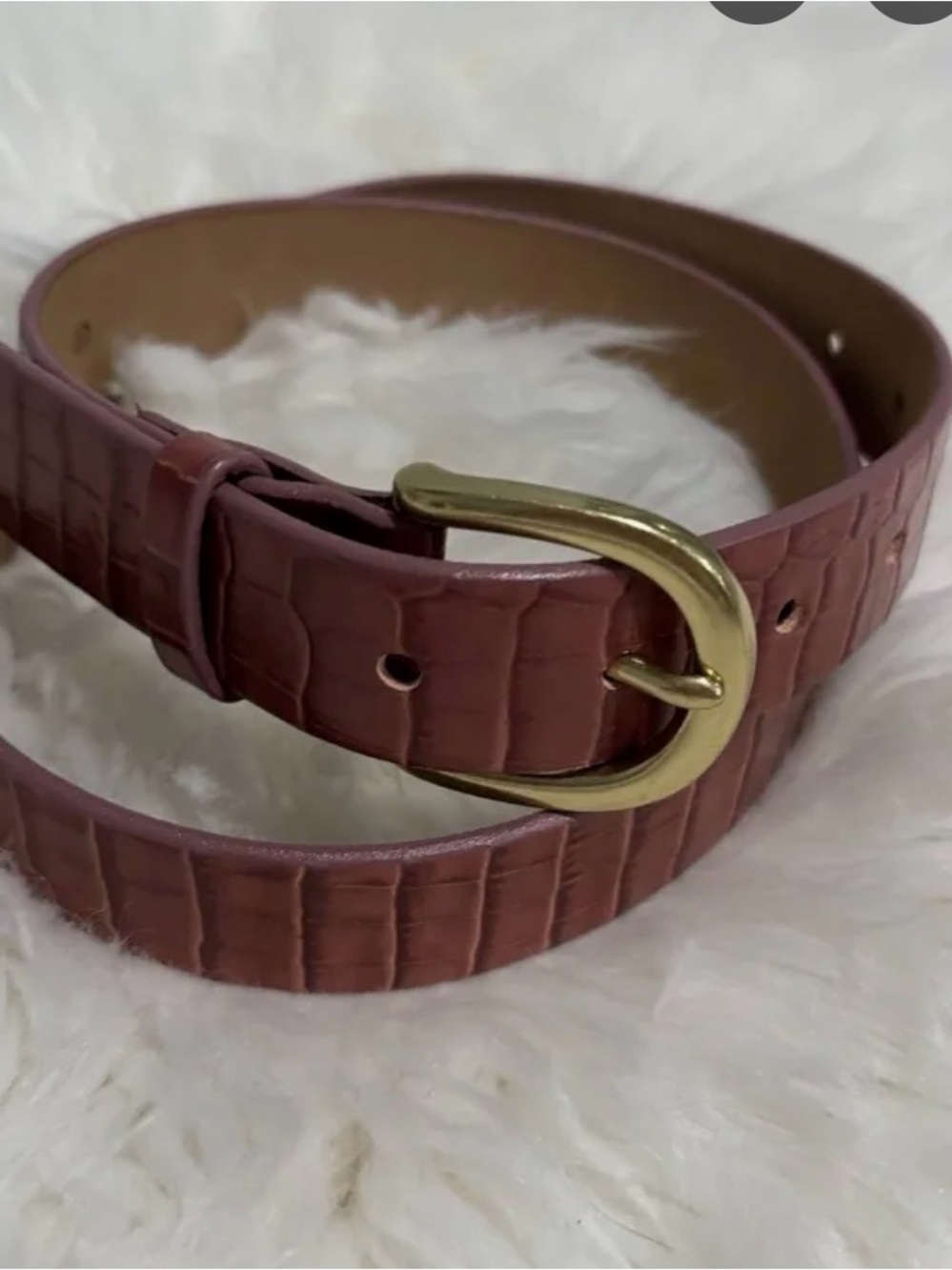 J.crew Women's Classic Belt Croc-embossed Pink Leather Small K1576